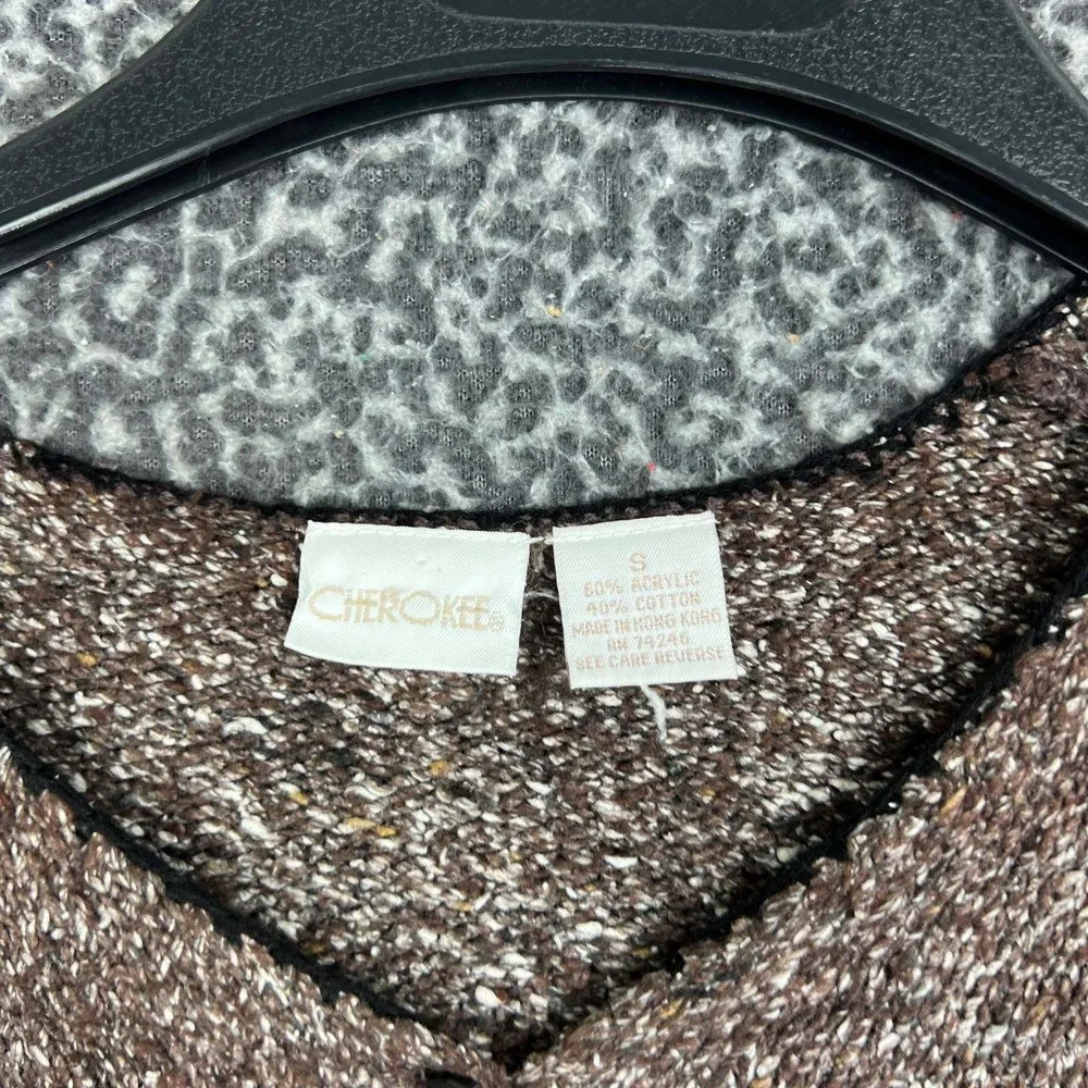 Cherokee Cardigan Sweater Women Small Brown Knit Button Front Long Sleeve S